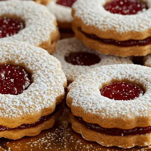 Gâteau sablé doré et fondant posé sur une table en bois avec des ingrédients autour, éclairé par une lumière naturelle.